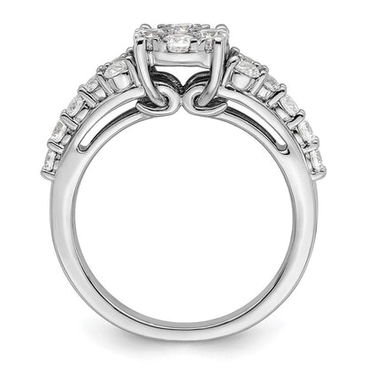 14K Weißgold Verlobungsring mit 1 ct. im Cluster-Design besetzt mit Diamanten aus dem Labor, VS/SI+ G+