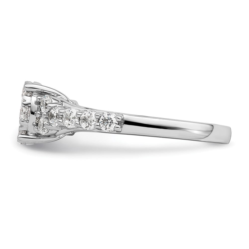 14K Weißgold Verlobungsring mit 1 ct. im Cluster-Design besetzt mit Diamanten aus dem Labor, VS/SI+ G+