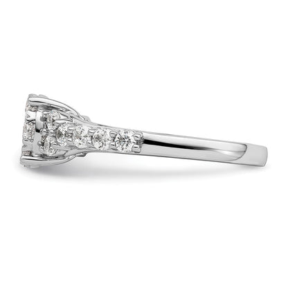 14K Weißgold Verlobungsring mit 1 ct. im Cluster-Design besetzt mit Diamanten aus dem Labor, VS/SI+ G+