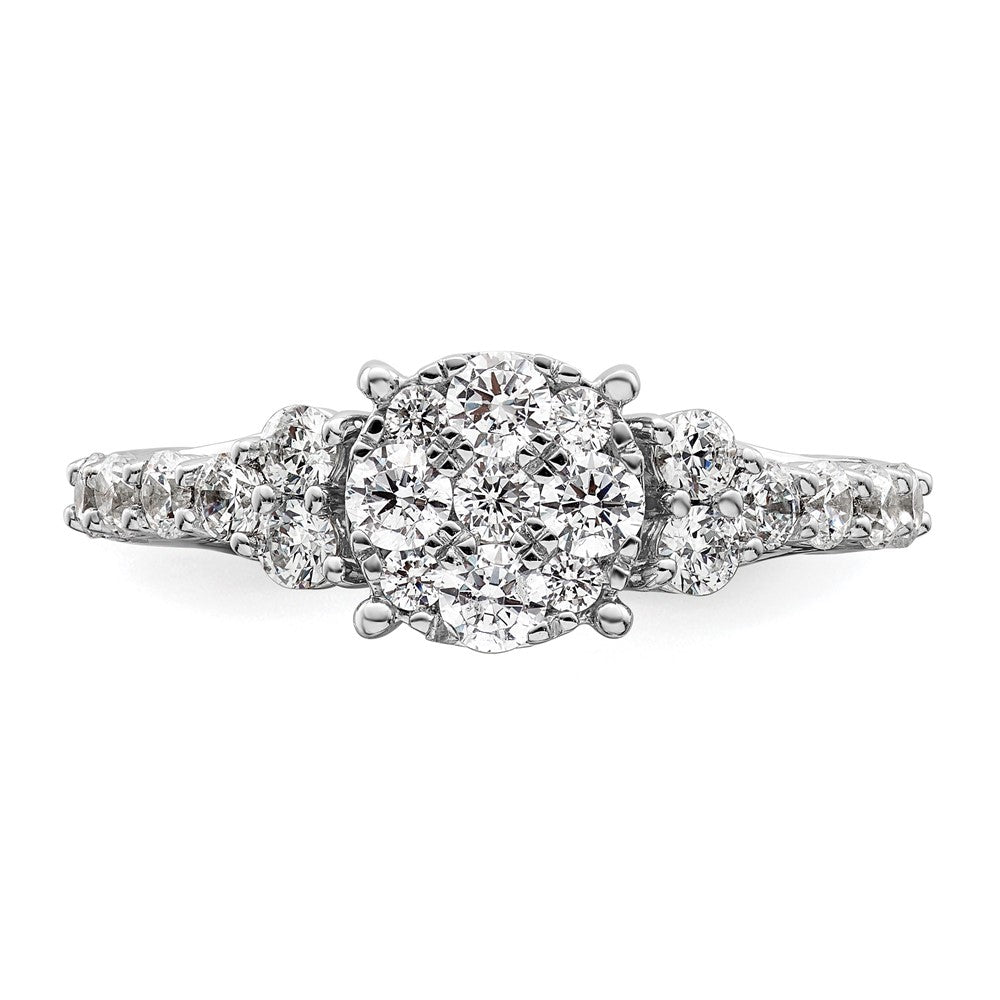 14K Weißgold Verlobungsring mit 1 ct. im Cluster-Design besetzt mit Diamanten aus dem Labor, VS/SI+ G+