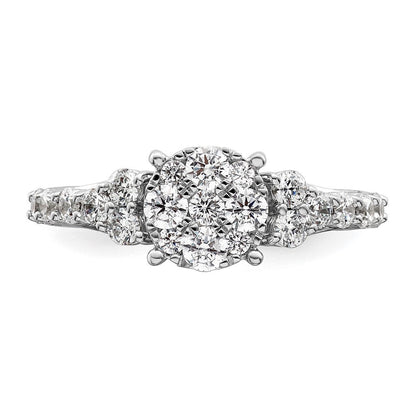 14K Weißgold Verlobungsring mit 1 ct. im Cluster-Design besetzt mit Diamanten aus dem Labor, VS/SI+ G+