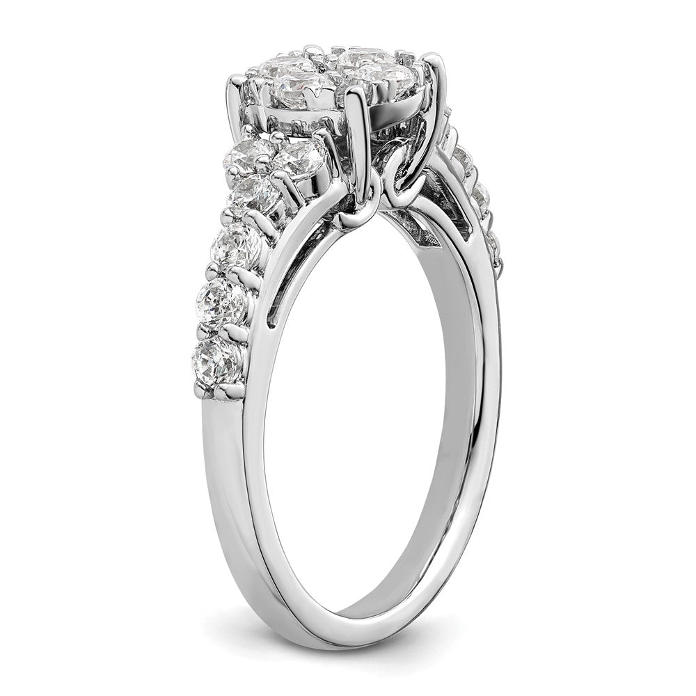 14K Weißgold Verlobungsring mit 1 ct. im Cluster-Design besetzt mit Diamanten aus dem Labor, VS/SI+ G+