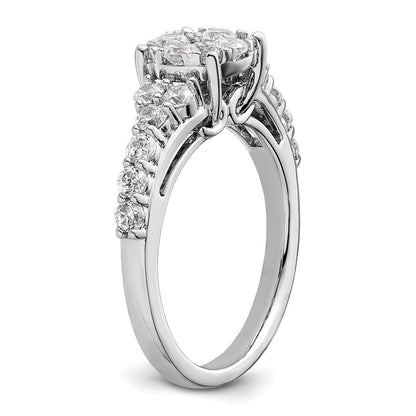 14K Weißgold Verlobungsring mit 1 ct. im Cluster-Design besetzt mit Diamanten aus dem Labor, VS/SI+ G+