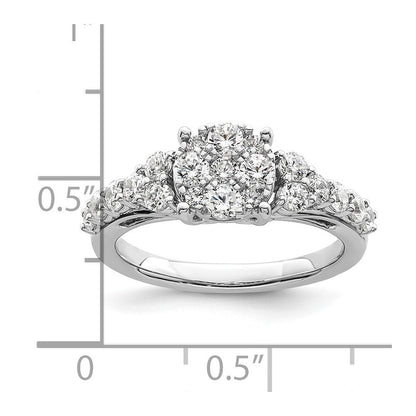 14K Weißgold Verlobungsring mit 1 ct. im Cluster-Design besetzt mit Diamanten aus dem Labor, VS/SI+ G+