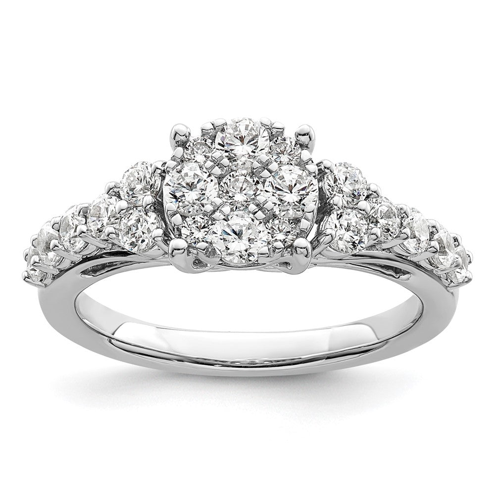 14K Weißgold Verlobungsring mit 1 ct. im Cluster-Design besetzt mit Diamanten aus dem Labor, VS/SI+ G+