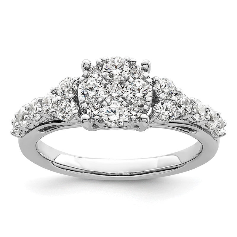 14K Weißgold Verlobungsring mit 1 ct. im Cluster-Design besetzt mit Diamanten aus dem Labor, VS/SI+ G+