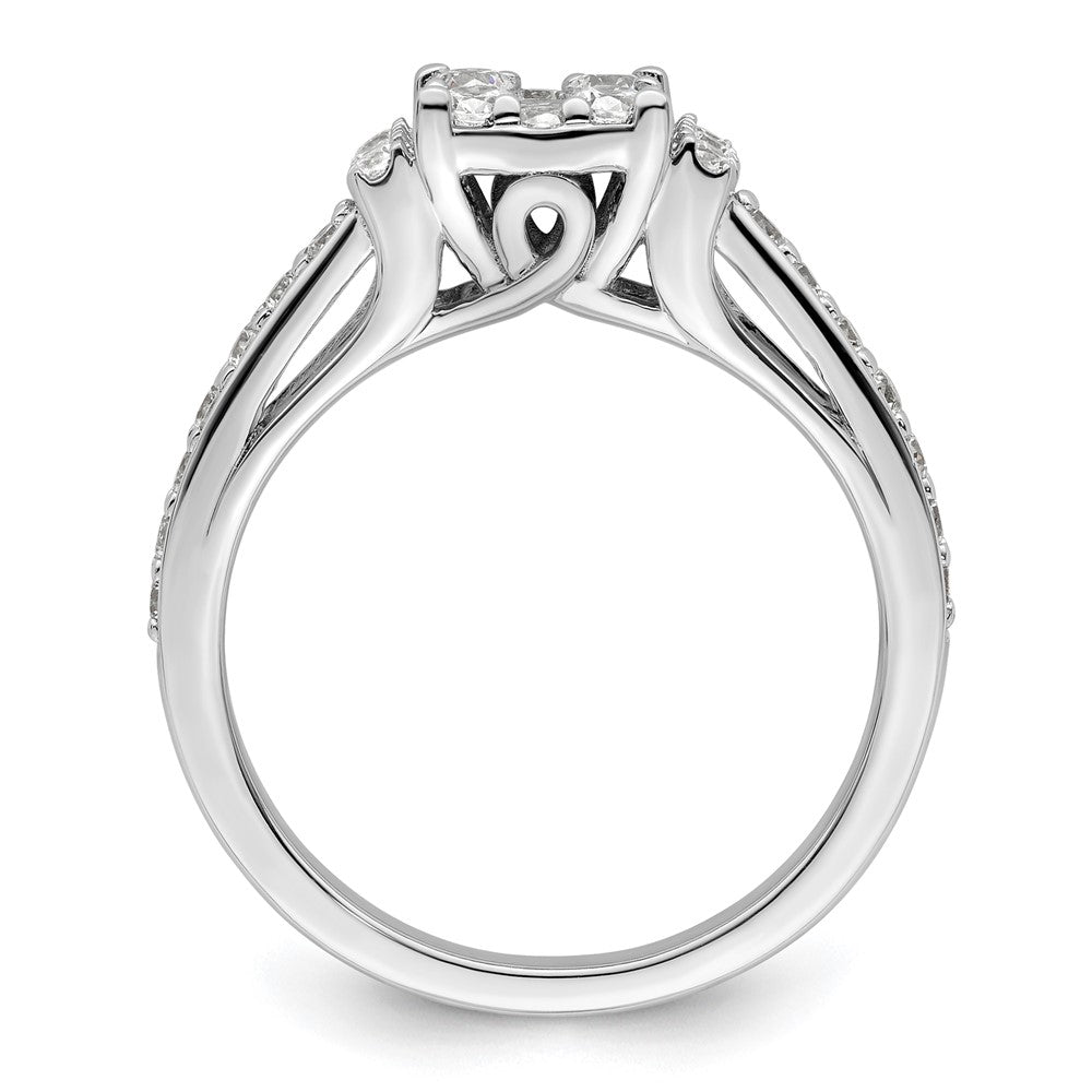 14K Weißgold Verlobungsring mit 0,75 ct. Laborgezüchteten Diamanten VS/SI+ G+, komplett mit Cluster-Fassung