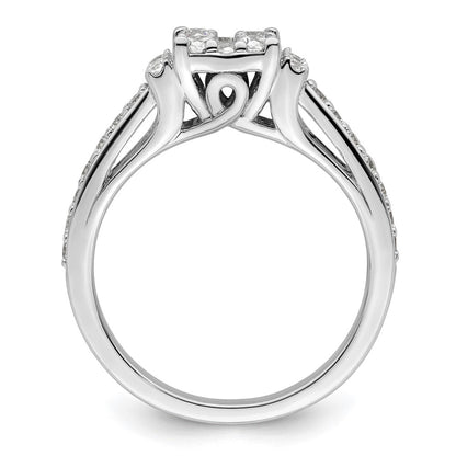 14K Weißgold Verlobungsring mit 0,75 ct. Laborgezüchteten Diamanten VS/SI+ G+, komplett mit Cluster-Fassung