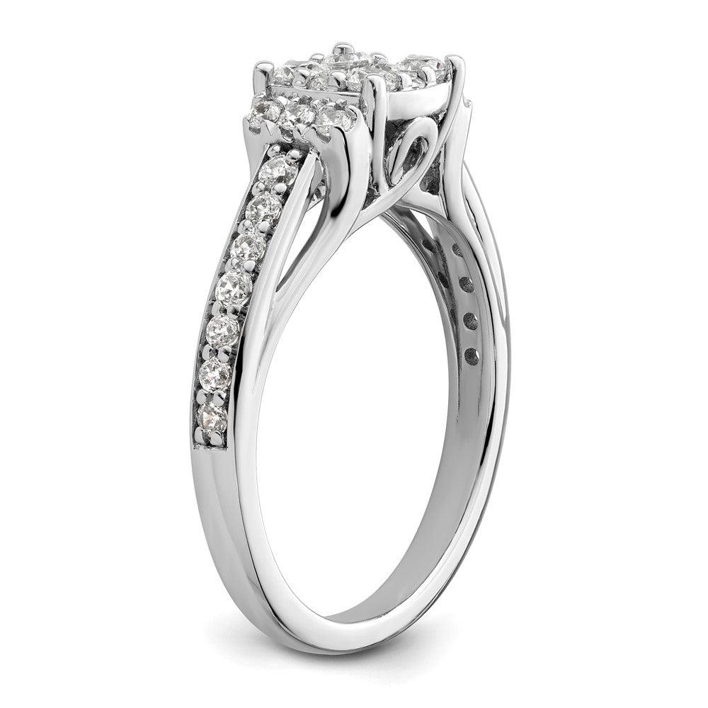 14K Weißgold Verlobungsring mit 0,75 ct. Laborgezüchteten Diamanten VS/SI+ G+, komplett mit Cluster-Fassung