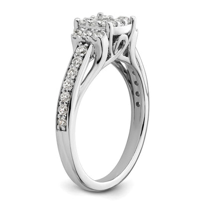 14K Weißgold Verlobungsring mit 0,75 ct. Laborgezüchteten Diamanten VS/SI+ G+, komplett mit Cluster-Fassung