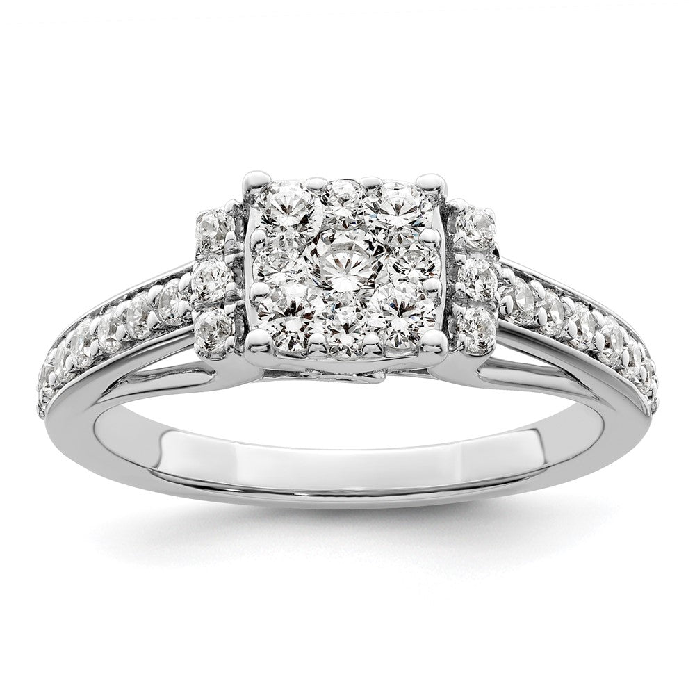 14K Weißgold Verlobungsring mit 0,75 ct. Laborgezüchteten Diamanten VS/SI+ G+, komplett mit Cluster-Fassung