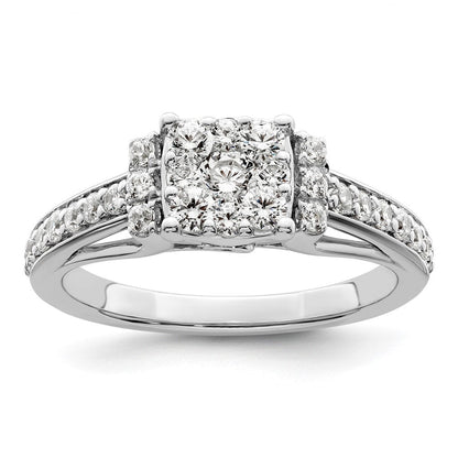 14K Weißgold Verlobungsring mit 0,75 ct. Laborgezüchteten Diamanten VS/SI+ G+, komplett mit Cluster-Fassung