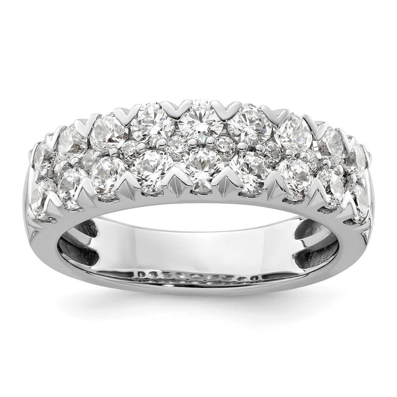 14K Weißgold Fashion-Ring mit doppelreihigen 1,5 ct. im Labor gezüchteten Diamanten VS/SI+ G+