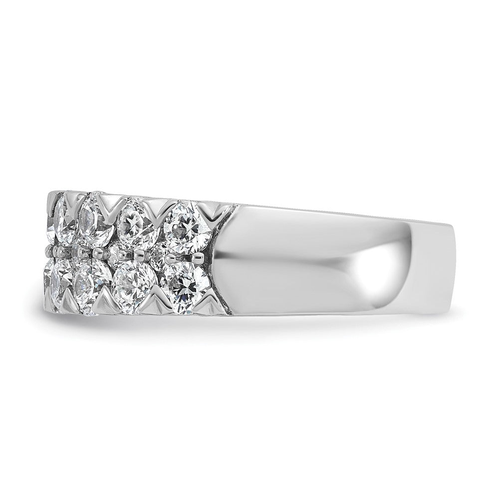 14K Weißgold Ring mit 2 ct. Labor gezüchteten Diamanten VS/SI+ G+, komplett, doppelreihig, Fashion-Design
