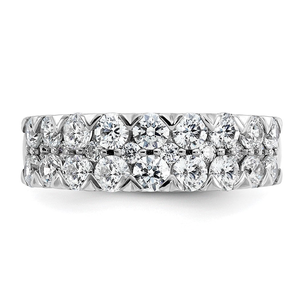 14K Weißgold Ring mit 2 ct. Labor gezüchteten Diamanten VS/SI+ G+, komplett, doppelreihig, Fashion-Design