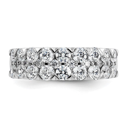 14K Weißgold Ring mit 2 ct. Labor gezüchteten Diamanten VS/SI+ G+, komplett, doppelreihig, Fashion-Design