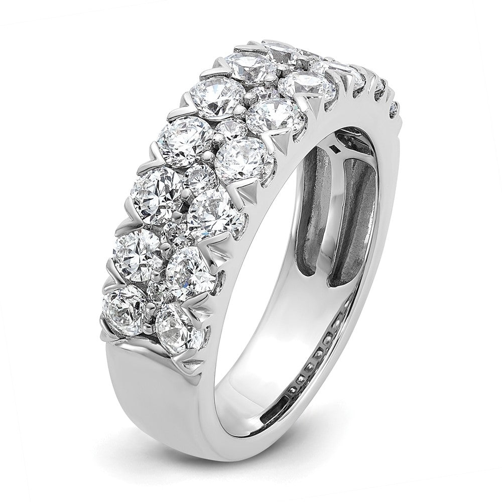 14K Weißgold Ring mit 2 ct. Labor gezüchteten Diamanten VS/SI+ G+, komplett, doppelreihig, Fashion-Design