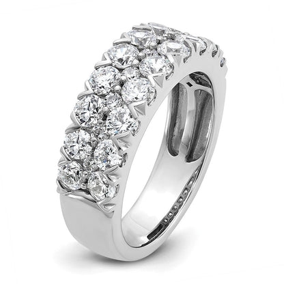 14K Weißgold Ring mit 2 ct. Labor gezüchteten Diamanten VS/SI+ G+, komplett, doppelreihig, Fashion-Design