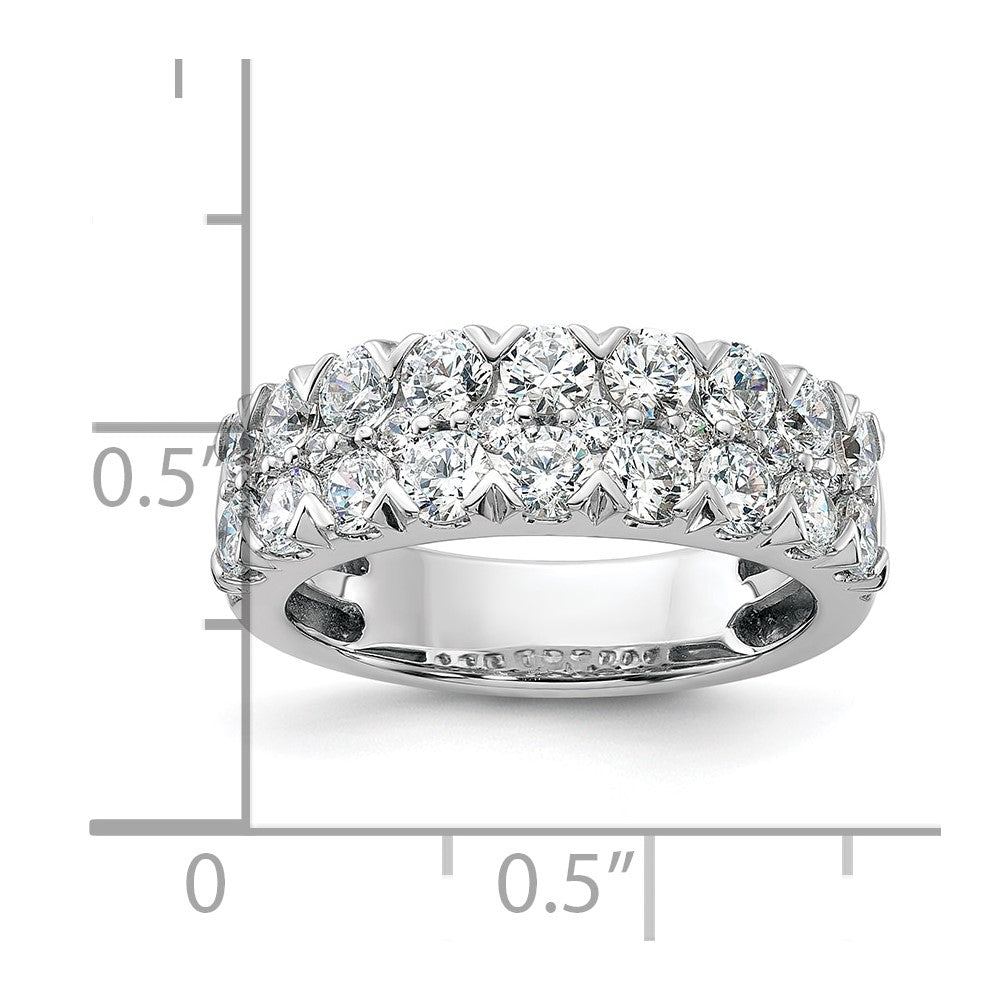 14K Weißgold Ring mit 2 ct. Labor gezüchteten Diamanten VS/SI+ G+, komplett, doppelreihig, Fashion-Design