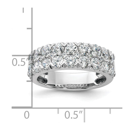 14K Weißgold Ring mit 2 ct. Labor gezüchteten Diamanten VS/SI+ G+, komplett, doppelreihig, Fashion-Design