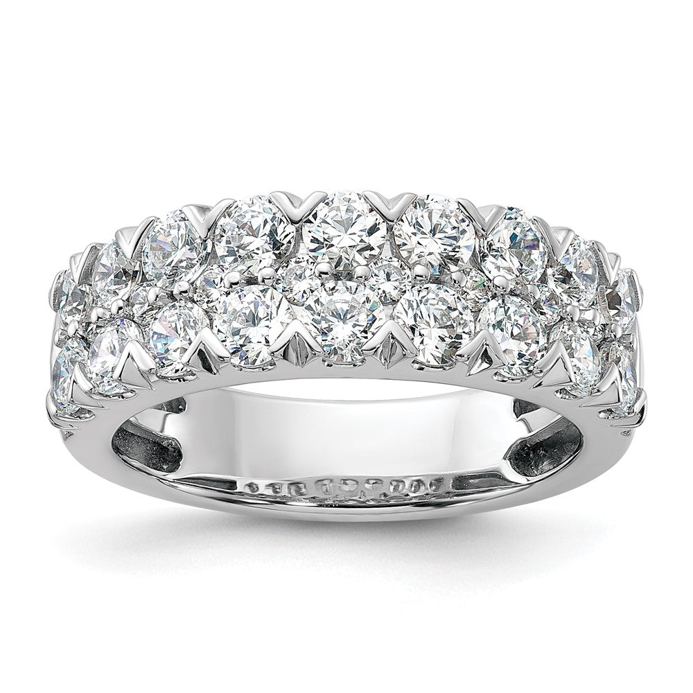 14K Weißgold Ring mit 2 ct. Labor gezüchteten Diamanten VS/SI+ G+, komplett, doppelreihig, Fashion-Design