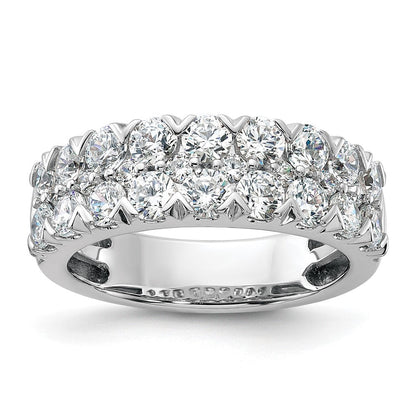 14K Weißgold Ring mit 2 ct. Labor gezüchteten Diamanten VS/SI+ G+, komplett, doppelreihig, Fashion-Design