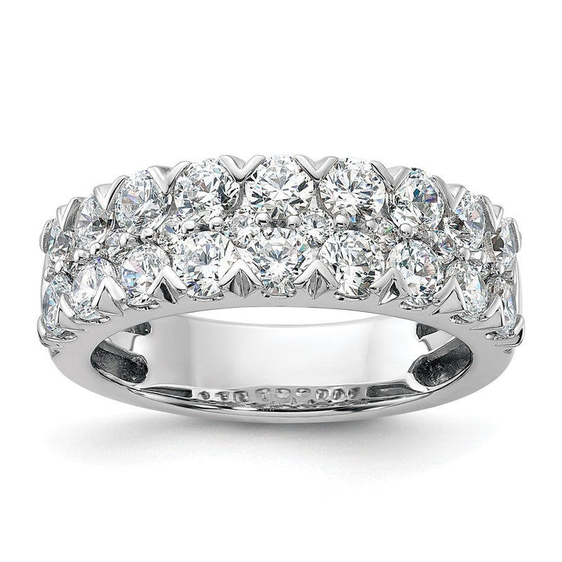 14K Weißgold Ring mit 2 ct. Labor gezüchteten Diamanten VS/SI+ G+, komplett, doppelreihig, Fashion-Design