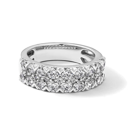 14K Weißgold Fashion-Ring mit doppelreihig gefassten, im Labor gezüchteten Diamanten, 3 ct., VS/SI+, G+