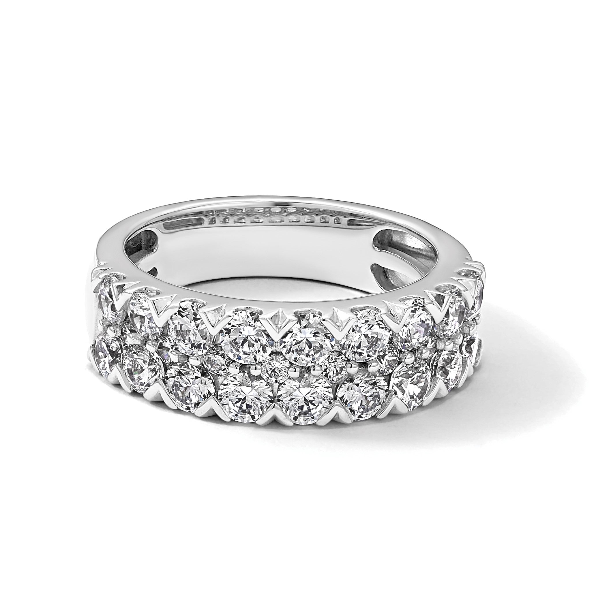 14K Weißgold Fashion-Ring mit doppelreihigen 1,5 ct. im Labor gezüchteten Diamanten VS/SI+ G+