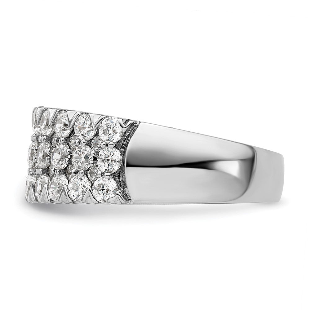 14K Weißgold Ring, komplett mit 1,5 ct. im Labor gezüchteten Diamanten VS/SI+ G+, dreireihig, Fashion-Ring