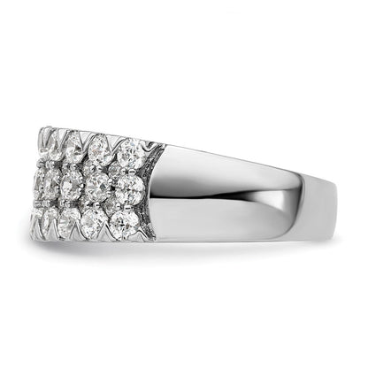 14K Weißgold Ring, komplett mit 1,5 ct. im Labor gezüchteten Diamanten VS/SI+ G+, dreireihig, Fashion-Ring