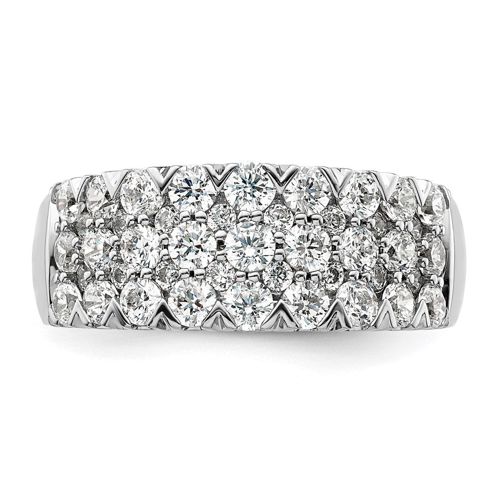 14K Weißgold Ring, komplett mit 1,5 ct. im Labor gezüchteten Diamanten VS/SI+ G+, dreireihig, Fashion-Ring