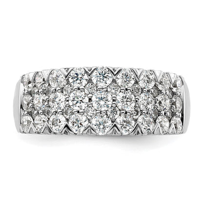 14K Weißgold Ring, komplett mit 1,5 ct. im Labor gezüchteten Diamanten VS/SI+ G+, dreireihig, Fashion-Ring