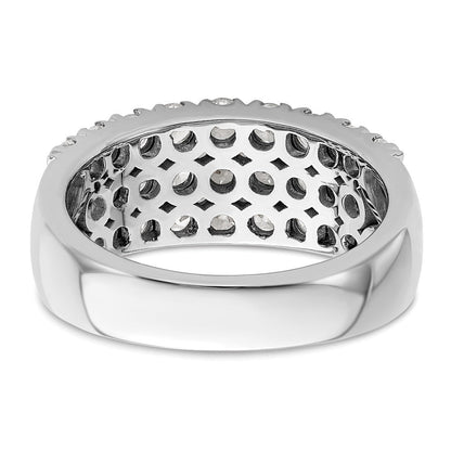 14K Weißgold Ring, komplett mit 1,5 ct. im Labor gezüchteten Diamanten VS/SI+ G+, dreireihig, Fashion-Ring