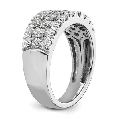 14K Weißgold Ring, komplett mit 1,5 ct. im Labor gezüchteten Diamanten VS/SI+ G+, dreireihig, Fashion-Ring