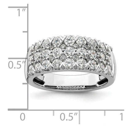 14K Weißgold Ring, komplett mit 1,5 ct. im Labor gezüchteten Diamanten VS/SI+ G+, dreireihig, Fashion-Ring