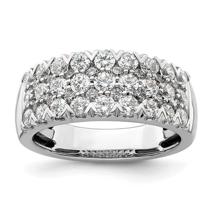14K Weißgold Ring, komplett mit 1,5 ct. im Labor gezüchteten Diamanten VS/SI+ G+, dreireihig, Fashion-Ring