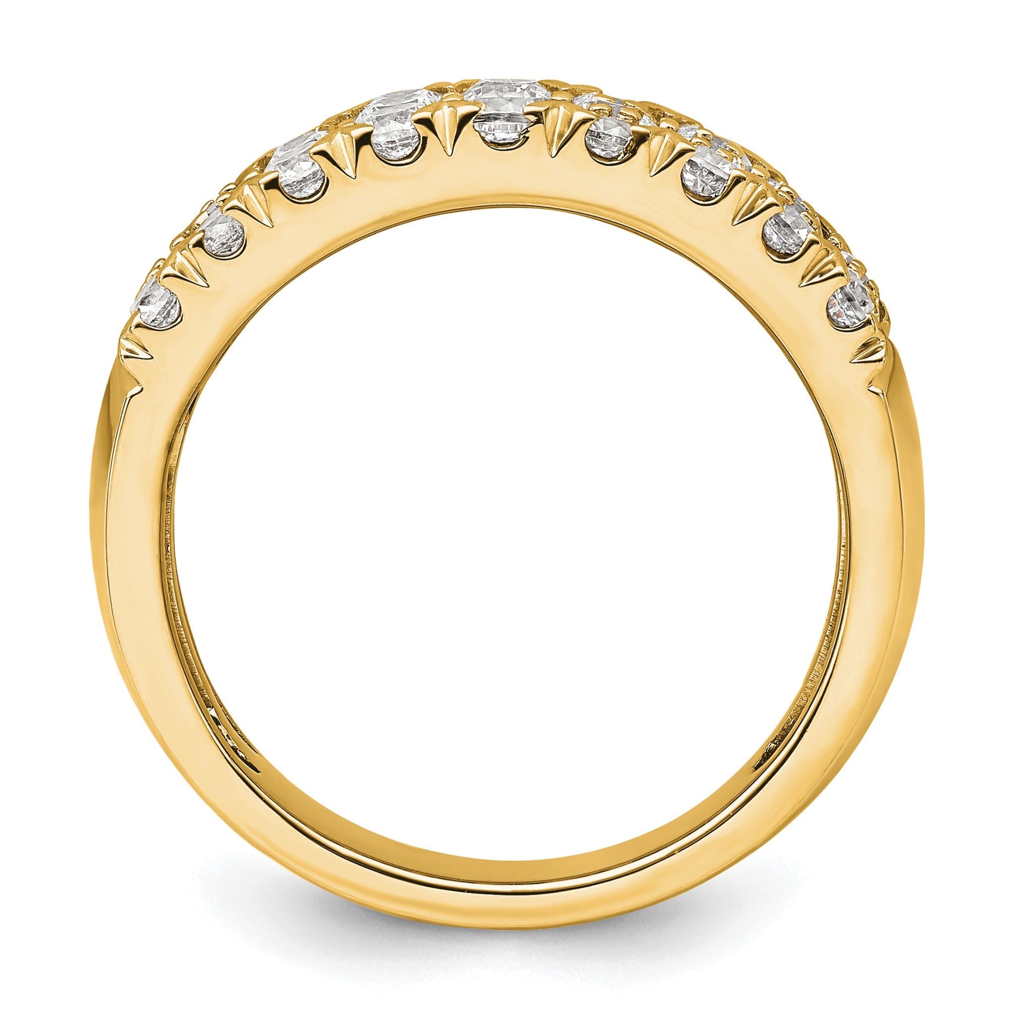 14K Gelbgold Ring mit 1,5 ct. im Labor gezüchteten Diamanten VS/SI+ G+, dreireihiger Fashion-Ring, komplett