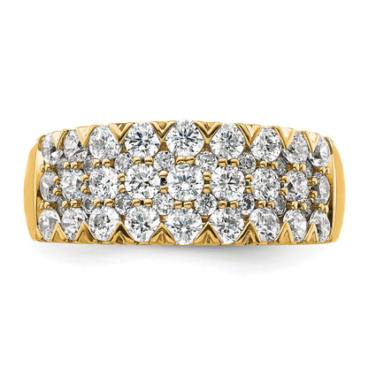 14K Gelbgold Ring mit 1,5 ct. im Labor gezüchteten Diamanten VS/SI+ G+, dreireihiger Fashion-Ring, komplett