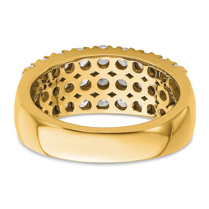 14K Gelbgold Ring mit 1,5 ct. im Labor gezüchteten Diamanten VS/SI+ G+, dreireihiger Fashion-Ring, komplett