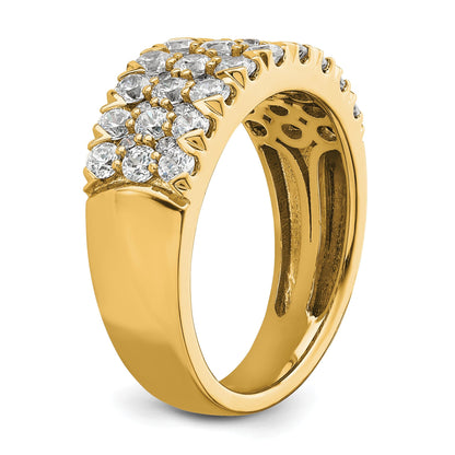 14K Gelbgold Ring mit 1,5 ct. im Labor gezüchteten Diamanten VS/SI+ G+, dreireihiger Fashion-Ring, komplett