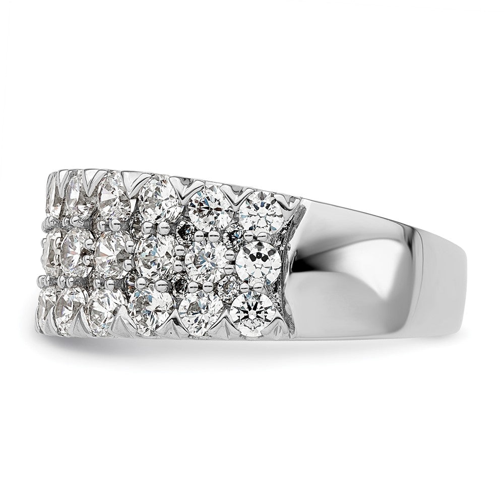 14K Weißgold 2 ct. Labor gezüchteter Diamant VS/SI+ G+ Dreireihiger Fashion-Ring