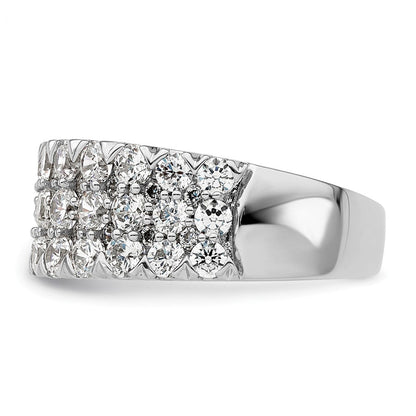 14K Weißgold 2 ct. Labor gezüchteter Diamant VS/SI+ G+ Dreireihiger Fashion-Ring