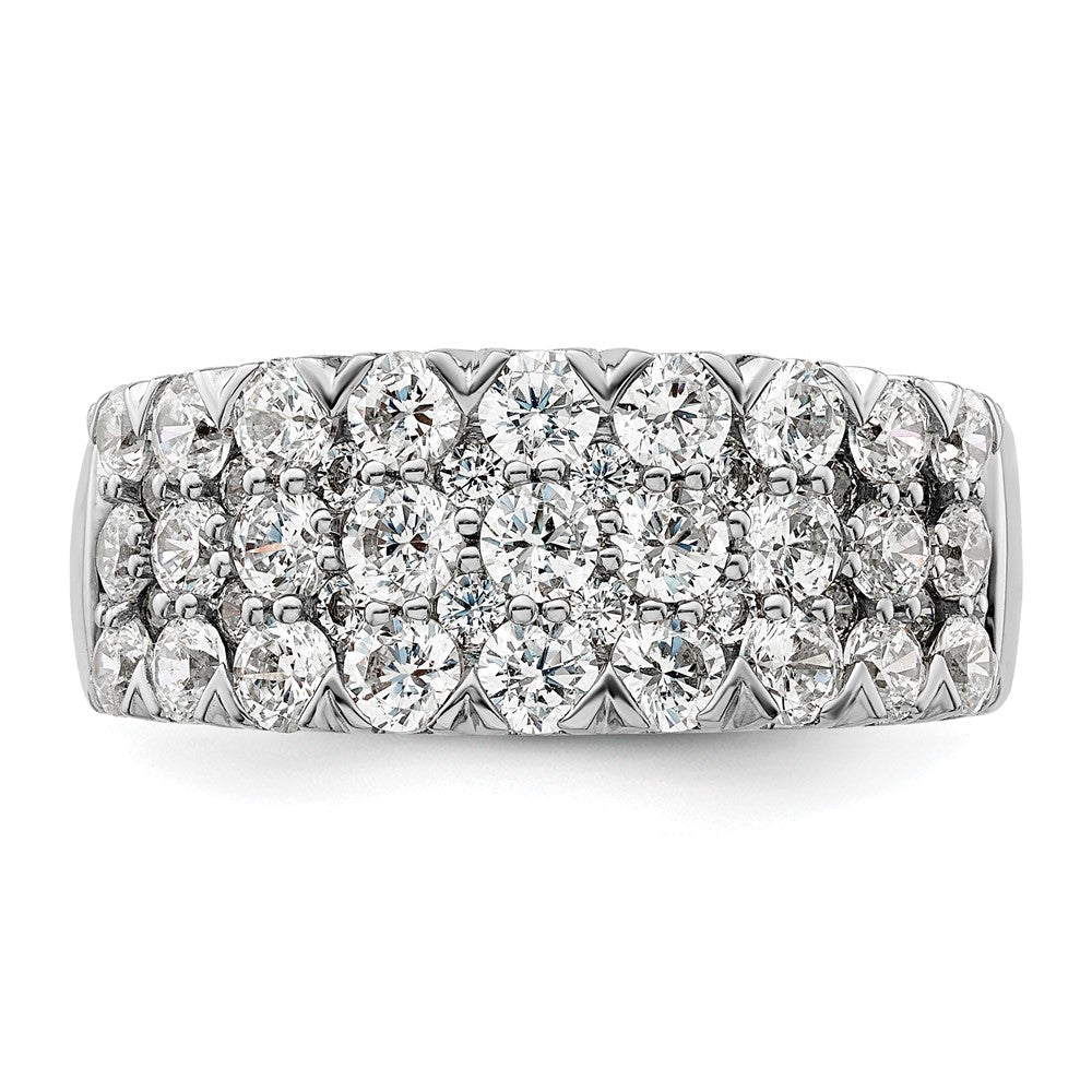 14K Weißgold 2 ct. Labor gezüchteter Diamant VS/SI+ G+ Dreireihiger Fashion-Ring