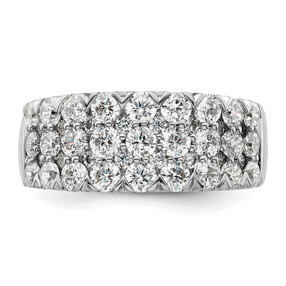 14K Weißgold 2 ct. Labor gezüchteter Diamant VS/SI+ G+ Dreireihiger Fashion-Ring