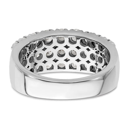 14K Weißgold 2 ct. Labor gezüchteter Diamant VS/SI+ G+ Dreireihiger Fashion-Ring