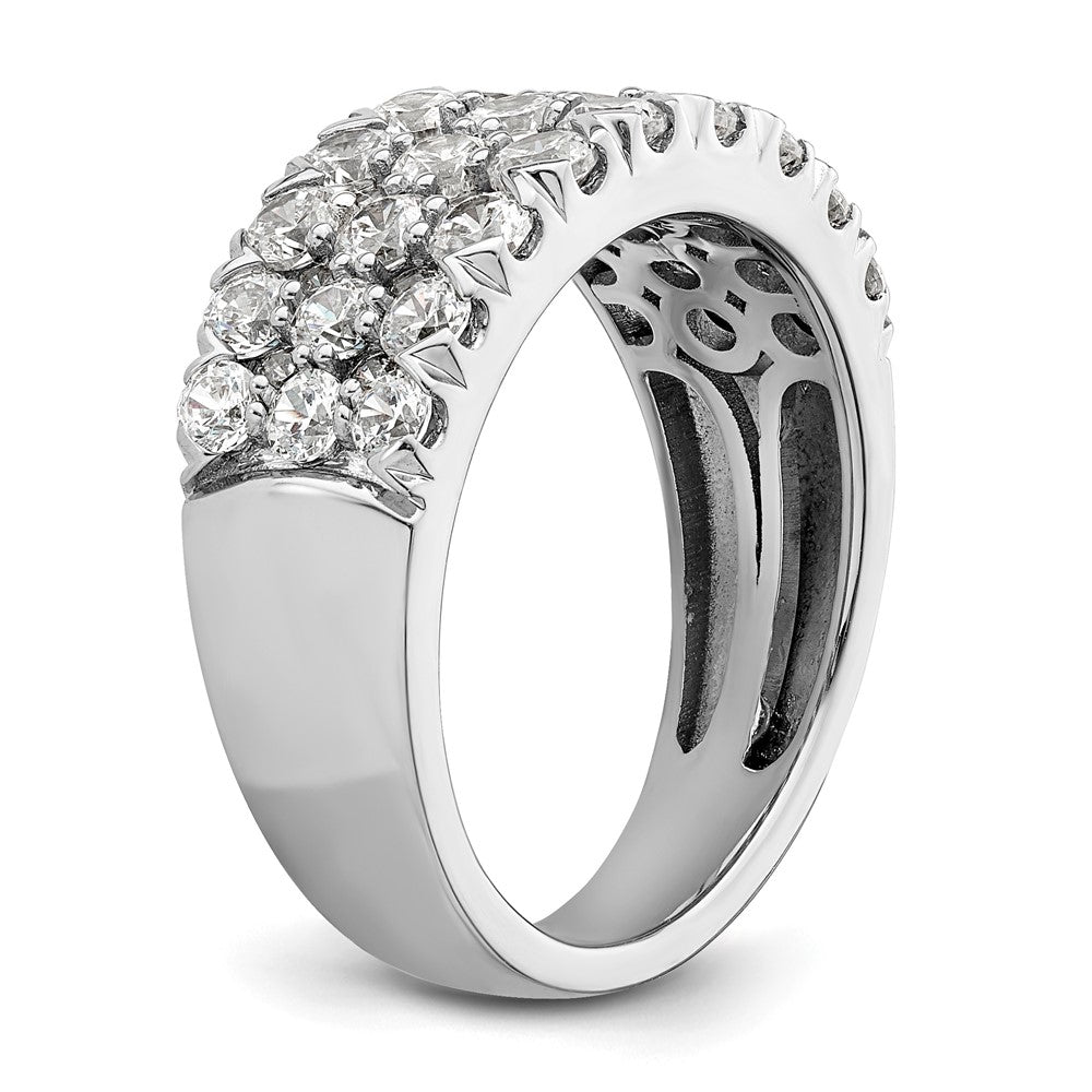 14K Weißgold 2 ct. Labor gezüchteter Diamant VS/SI+ G+ Dreireihiger Fashion-Ring