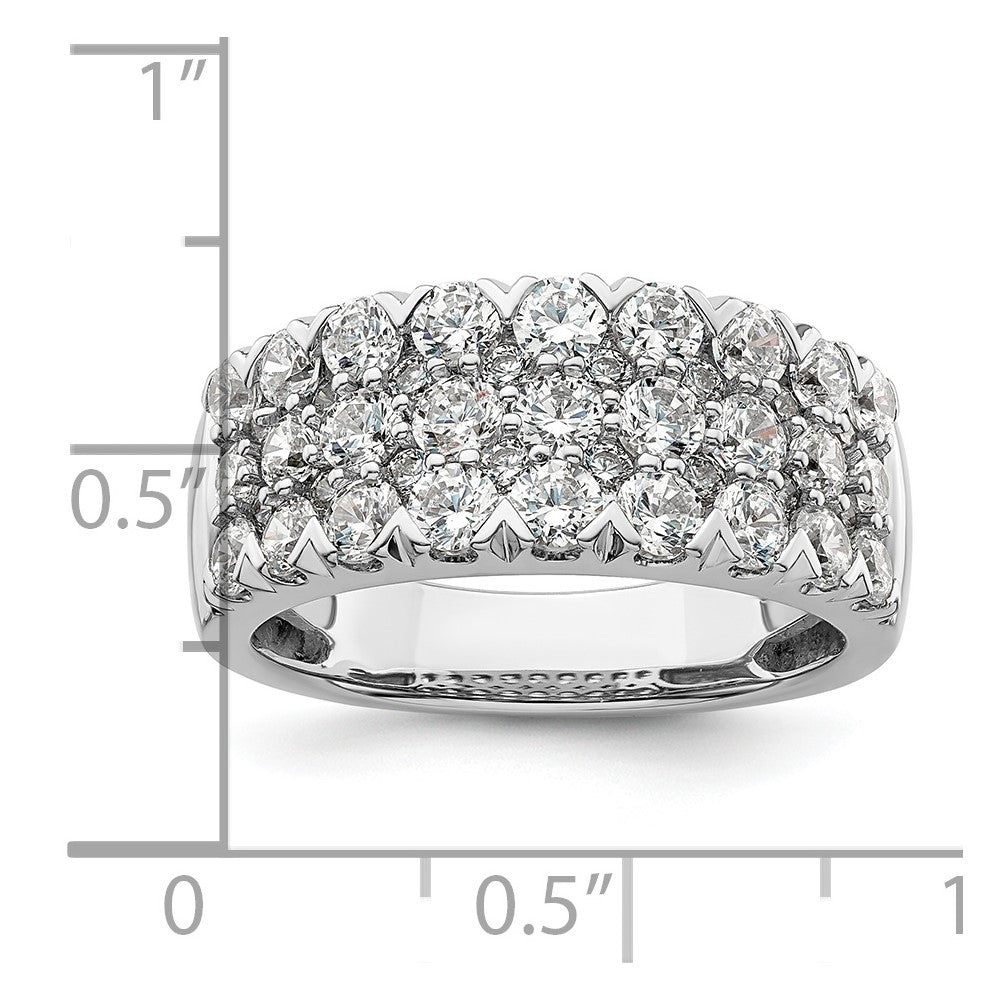 14K Weißgold 2 ct. Labor gezüchteter Diamant VS/SI+ G+ Dreireihiger Fashion-Ring