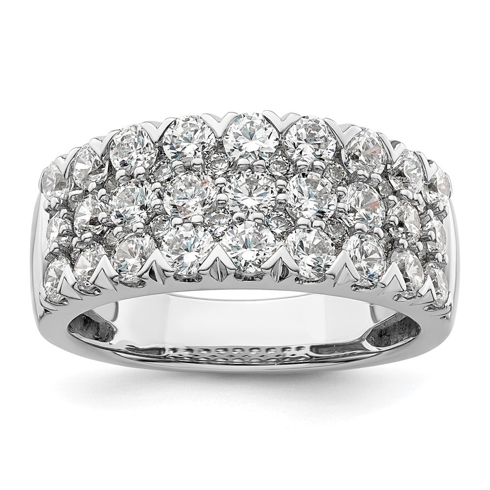 14K Weißgold 2 ct. Labor gezüchteter Diamant VS/SI+ G+ Dreireihiger Fashion-Ring