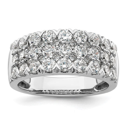 14K Weißgold 2 ct. Labor gezüchteter Diamant VS/SI+ G+ Dreireihiger Fashion-Ring